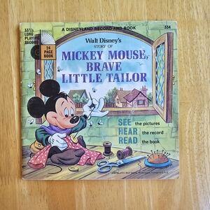 Vintage Softcover Disneyland Record and Book Mickey Mouse, Brave Little Tailor